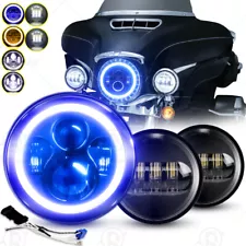 7" LED Headlight + 4.5" Passing Lights For Harley Davidson Electra Glide Classic