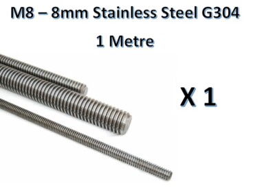 1 x Allthread M8 (8mm) x 1 Metre (1000mm) Stainless 304G Threaded Rod ...