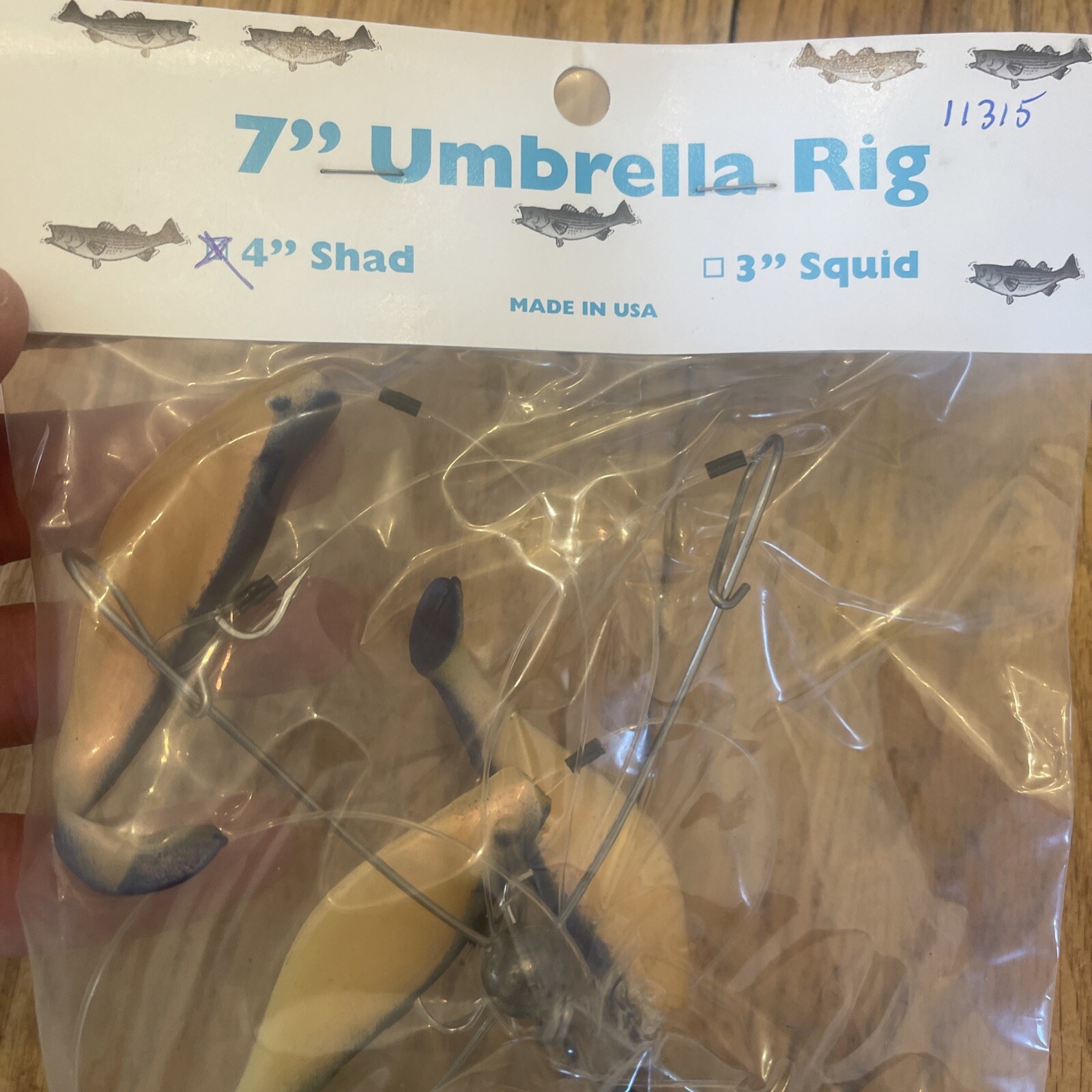 7” Umbrella Rig 4 Arm With 4” Shad (5) Pearl Blue New In Package McKala Fishin - Image 2