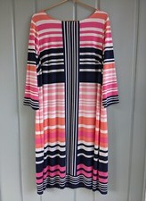 Sabrina Blue Womens Plus 2X Dress Stripes Bold Pink Colorful Career Work