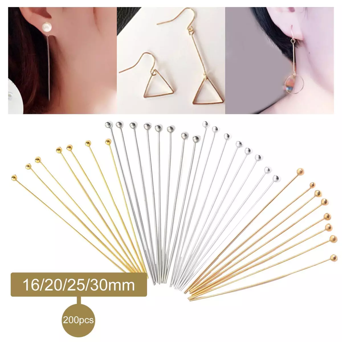 200 Pieces Ball Head Pins Headpins Metal for Jewelry Making