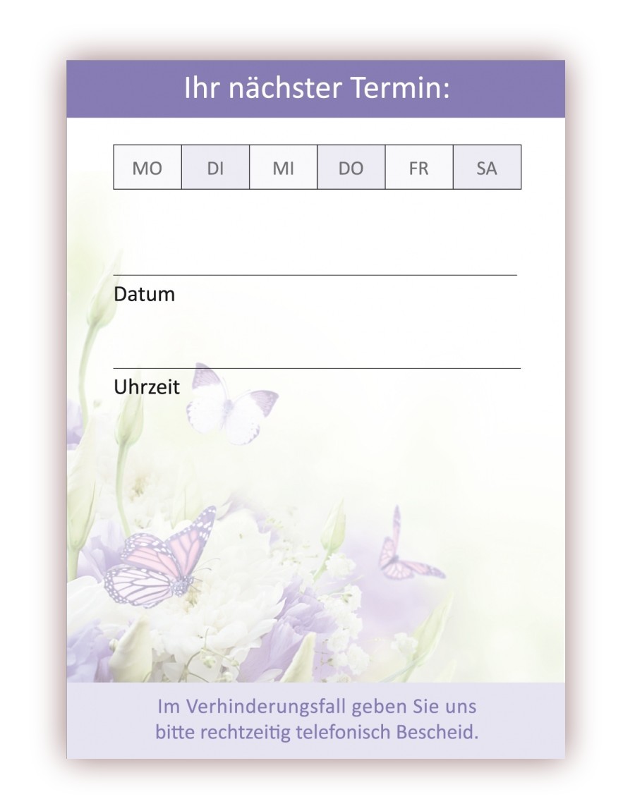 24 x Premium Wellness Terminblöcke je 50 Terminzettel Blumen Schmetterlinge