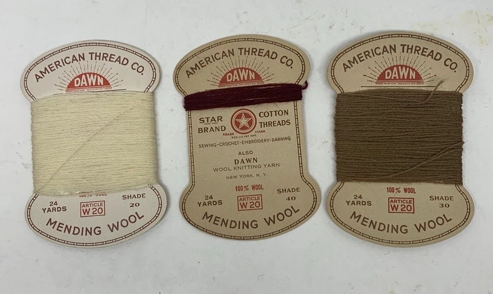 Antique American Thread Co.  Mending Wool Darning Yarn Lot Of 3 - Image 3 of 3
