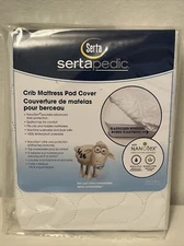 Serta Sertapedic Crib Mattress Pad Cover With Nanotex Quilted Waterproof 52x28in