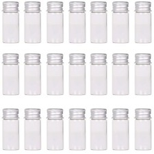 24 Tiny Jars with Aluminum Screw Lids 10ml Small Glass Bottles Clear Mini Vial