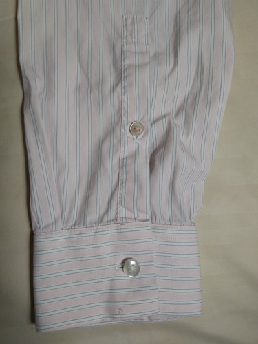 Thomas Pink Super Slim Button Shirt Men's 15.5/39 Medium Pink Striped Cotton LS - Picture 6 of 11