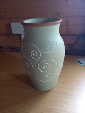 Vintage Denby Ferndale sage green very large stoneware Vase - 12" Tall