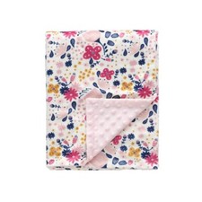 Minky Floral Baby Blanket for Girls Soft Plush Receiving Crib Blanket for New...