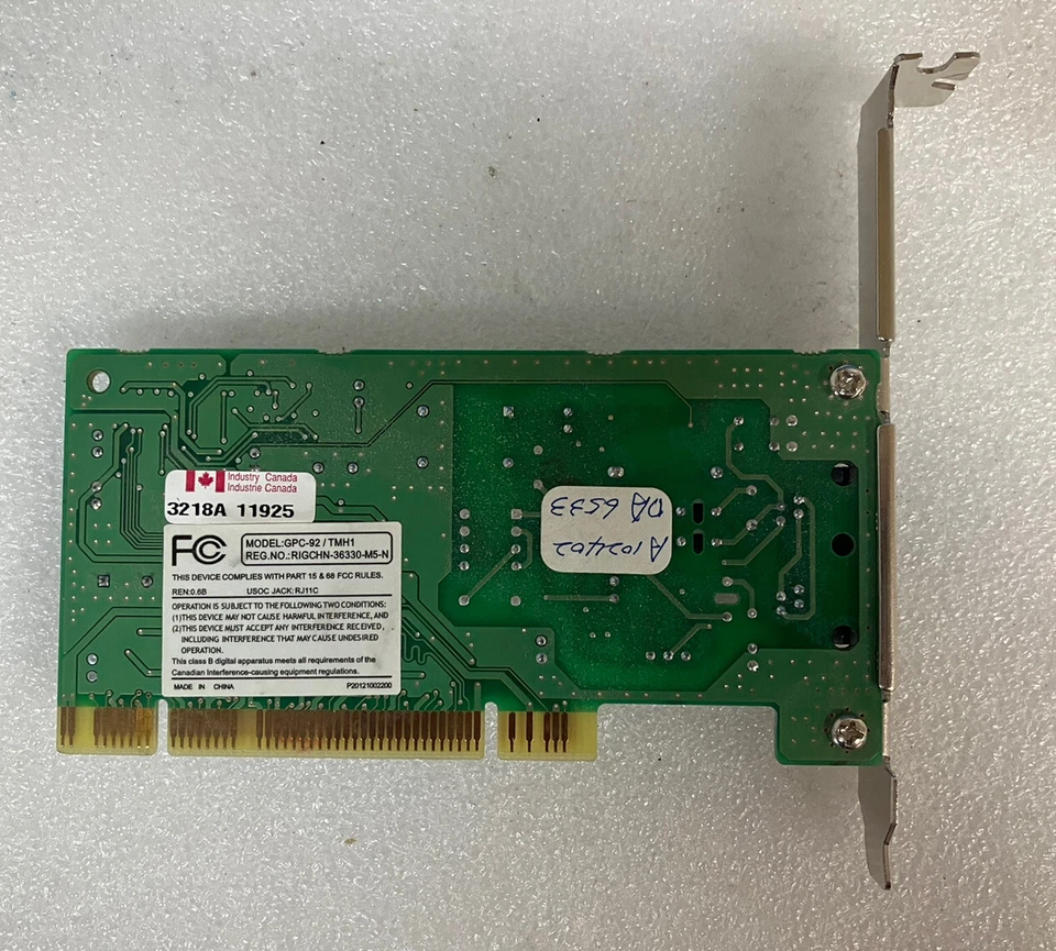 ~ Modem 56k Model: GPC-92/TMH1 Dual Port Modem GVC-GPCI-92/TMH1 RJ11C - Image 2 of 4