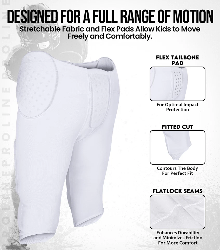 Exxact Sports Proline Youth Integrated Football Pants with 7 Flex Pads - Image 3 of 4