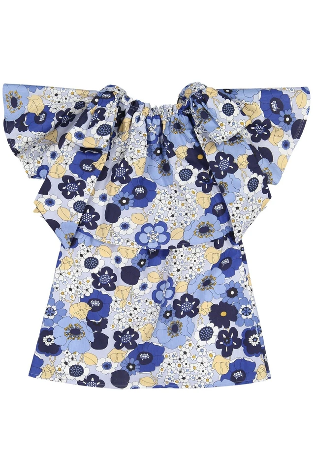 Vestido CHLOE Niñas Estampado Margarita Loca en Azul 100% Algodón Talla 14 Foto 3 de 4