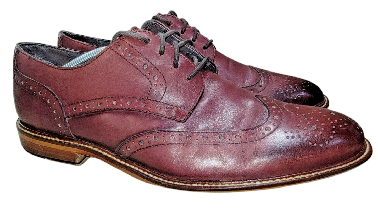 SAOLA Joseph Abboud scarpe eleganti derby da uomo in pelle bordeaux a coda di rondine taglia 10