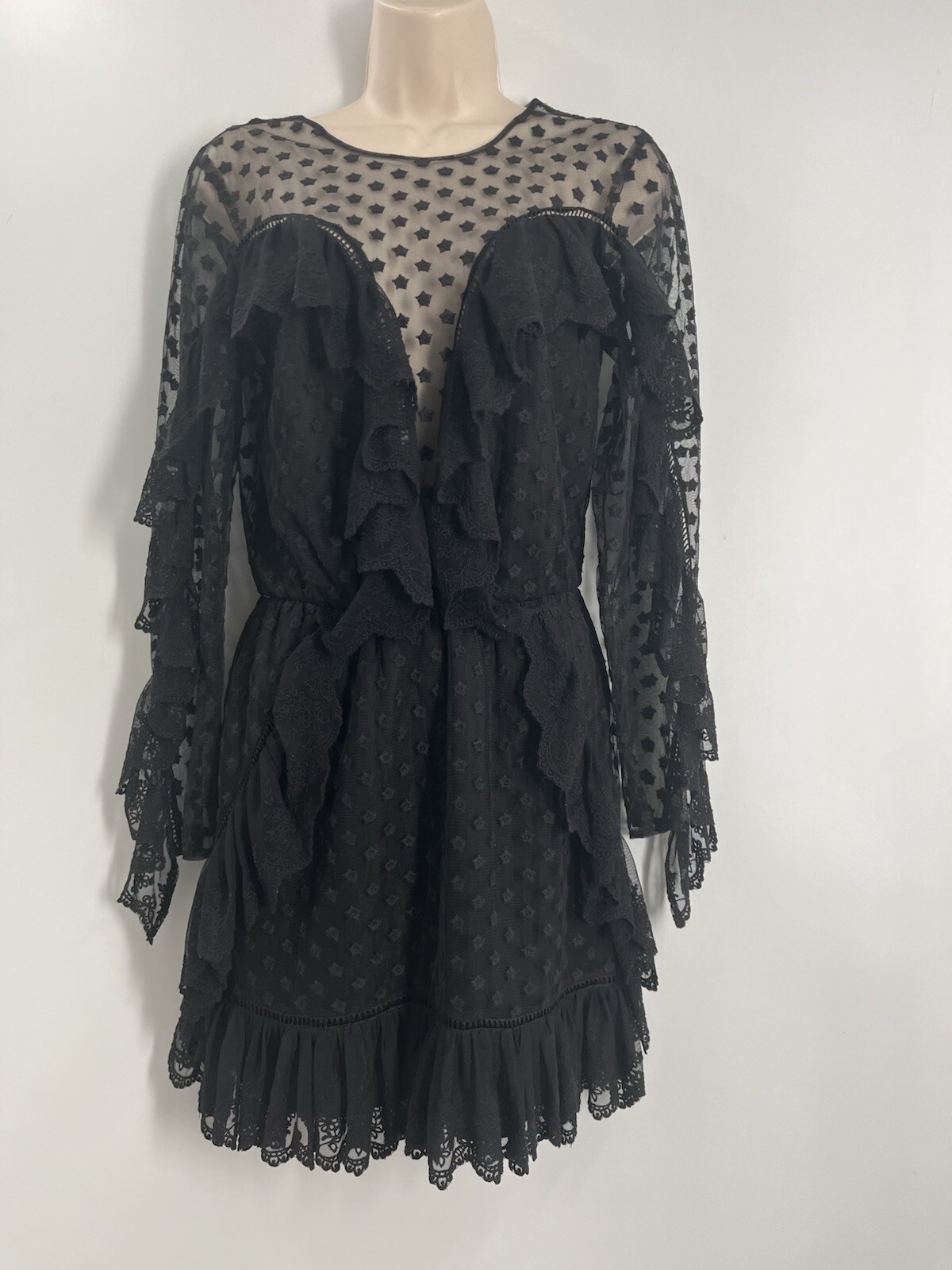 Alice McCall Women’s Forever Young Black Crew Neck Long Sleeve Mini Dress Size 2 image 3