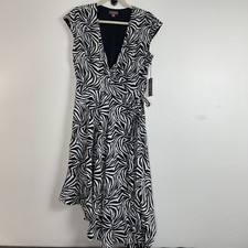 Vince Camuto Dress Womens S Black Wrap Asymmetrical Low V Evening Mini NEW