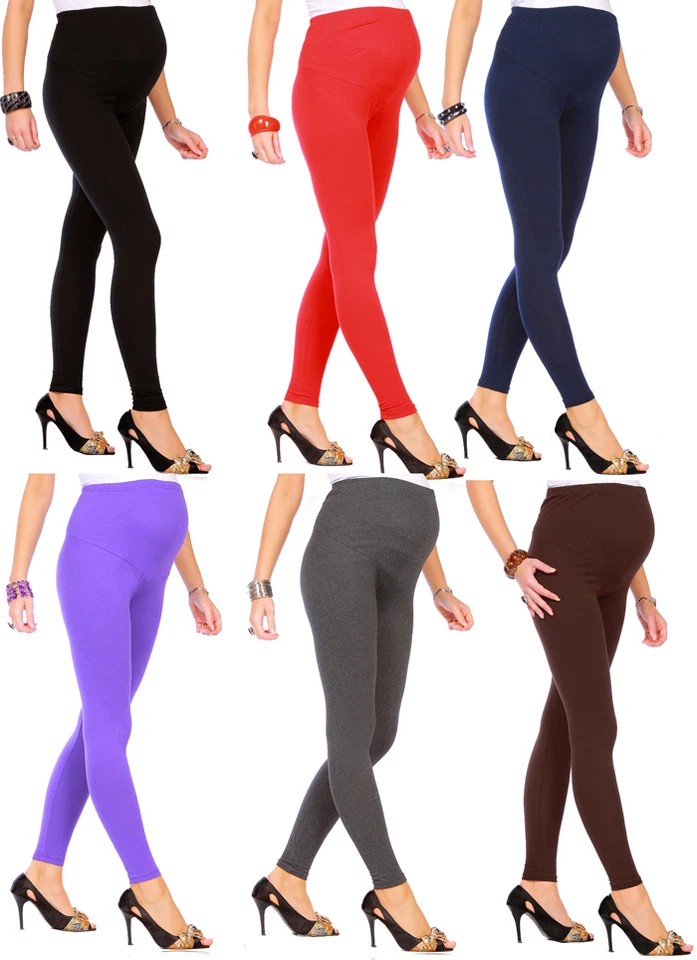 Maternity Cotton Leggings Thick Heavy and Classic Full Ankle Length PREGNANCY - Image 2 of 2