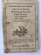 Vintage McCormick-Deering A-210 A-211 Corn Planter Manual International Harveste