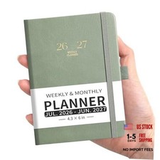 Pocket Calendar 2026-2027, Small Mini Academic Planner Weekly and Light Green