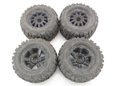 4x Proline Trencher #1170 1/10 Monster Truck Tires on 12mm Hex Wheels Used