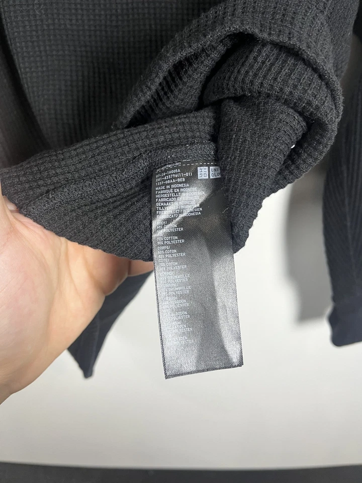 Sudadera con capucha con textura gofre negra para mujer UNIQLO talla XL  Foto 4 de 4