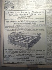 OCT 6, 1909 NEWSPAPER PAGE #3085- KIMBALL PIANO COMPANY- AUGUSTA GEORGIA