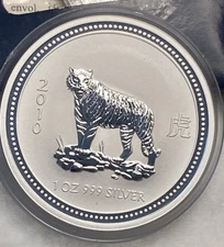 2007/2010 1 Oz. Silver Year Of the Tiger Type 1-Australia -57 K Minted