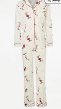 Christmas Cream mix Jingle Reindeer Matching Family Pyjamas size 16-18 New 