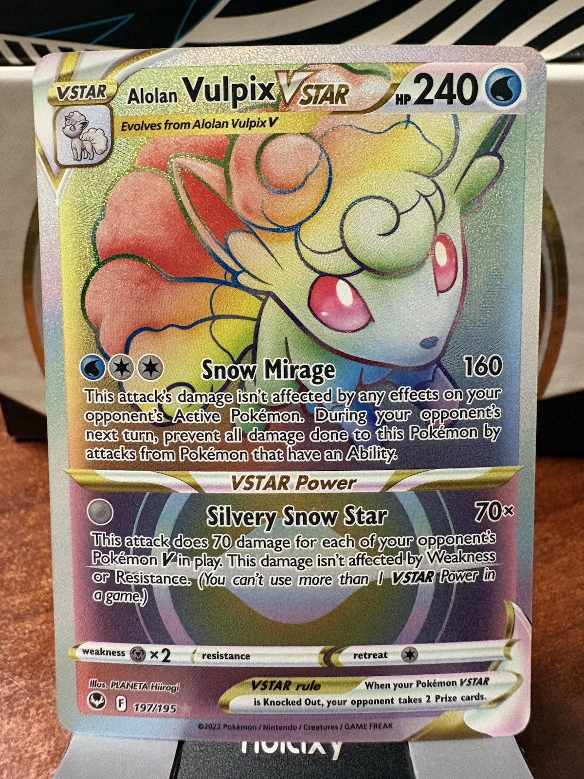 Alolan Vulpix VSTAR 197/195 Rainbow Rare Silver Tempest Pokemon Holo NM