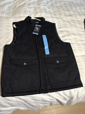 NWT Weatherproof Canvas Barn Vest BLACK Size Medium Sherpa Collar Quilted Lining