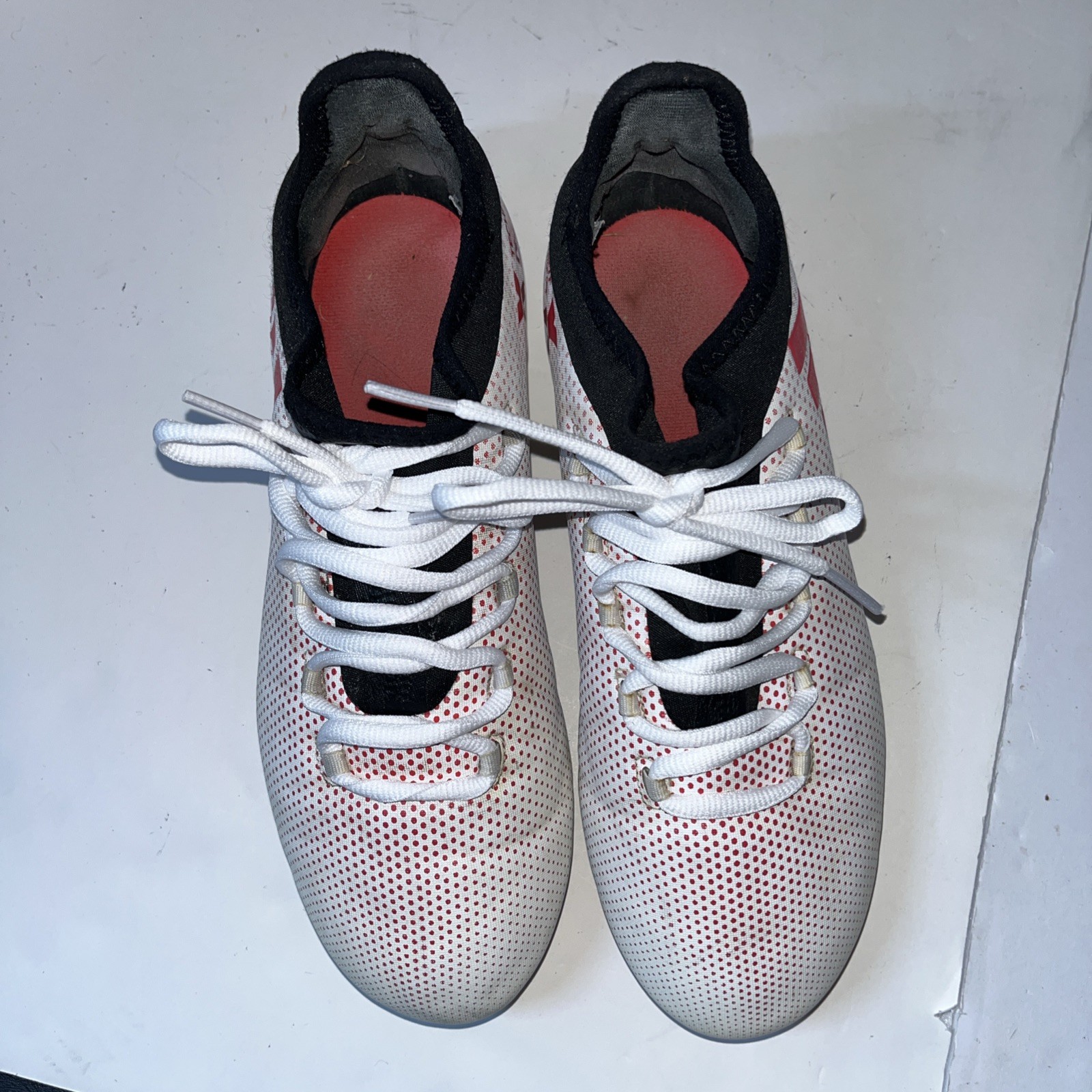 adidas X soccer cleats Size US 6. White With Red Dots Tech Fit. Non Stop Grip X