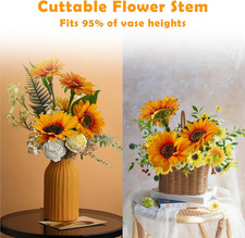 Artificial Sunflowers, 10Pcs Large Single Stem Silk Fake Sunflowers Ideal for...