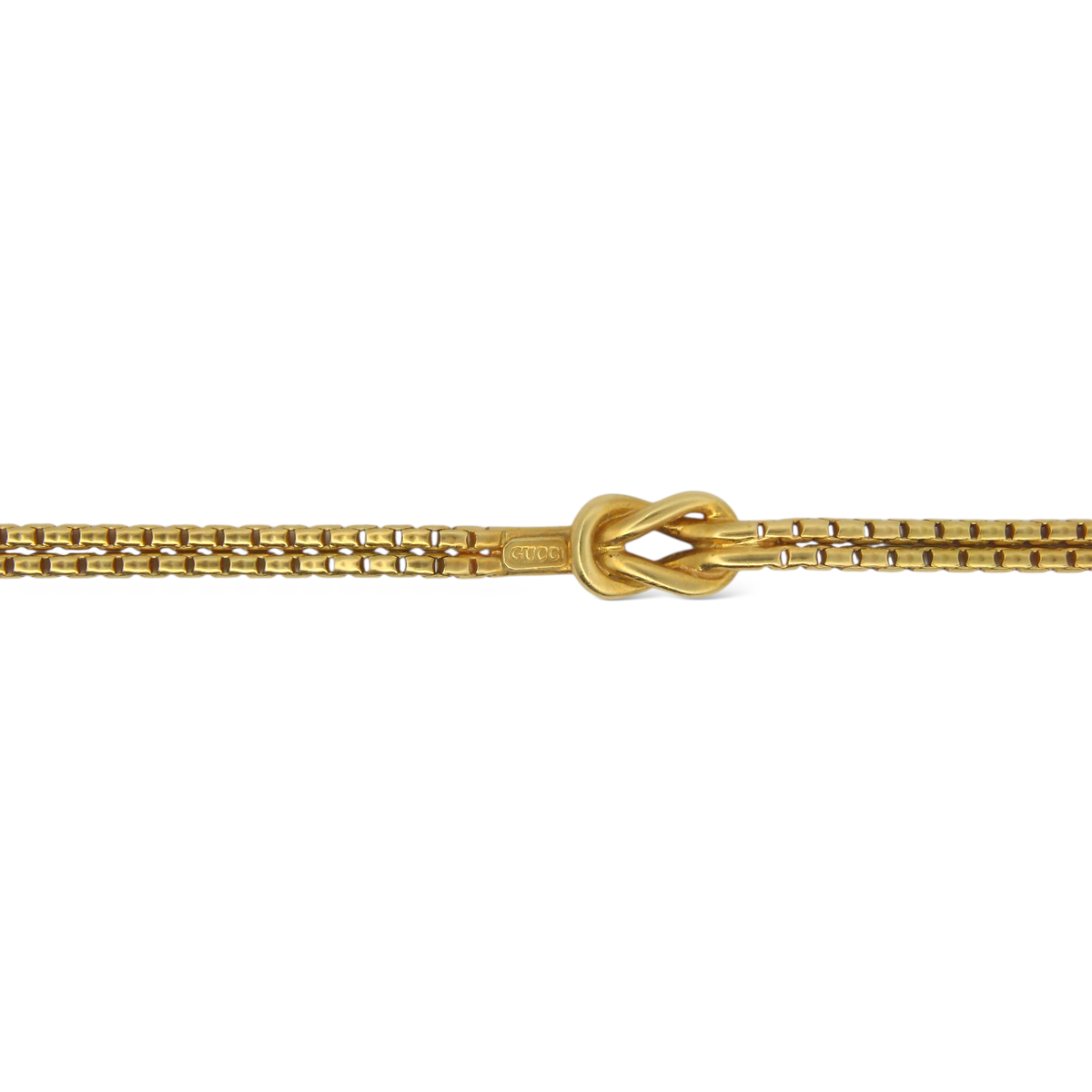 GUCCI Knot Double Chain Necklace 18K Yellow Gold 32