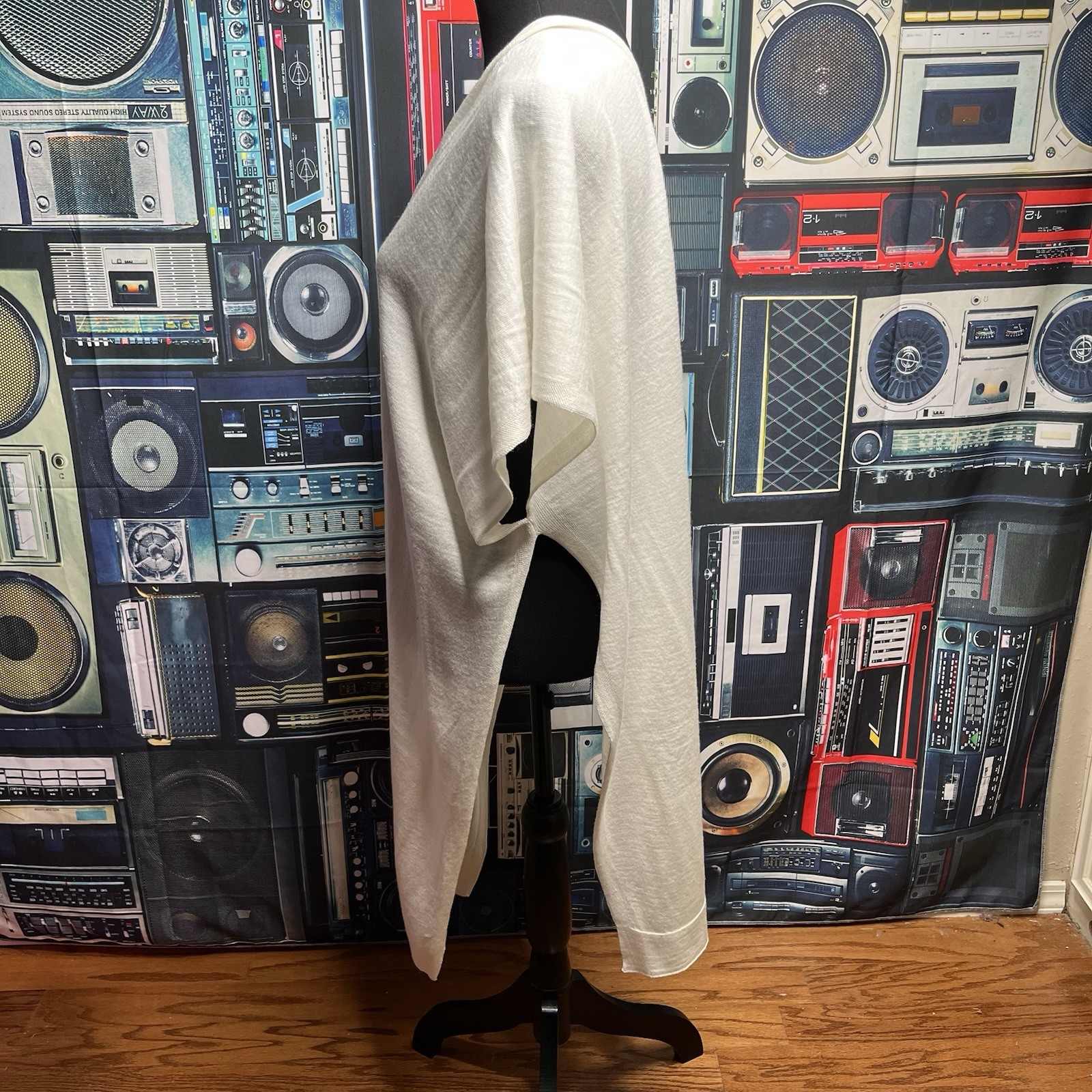 ILLUMINATIVE Creme Merino Wool Blend Tunic Cover Up Open Front Size M/L image 2