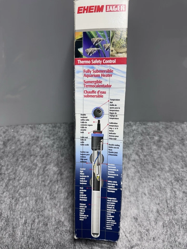 Calentador de acuario Eheim True Temp 75 vatios calentador sumergible de vidrio Pyrex Foto 3 de 4