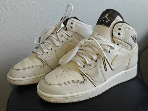 Air Jordan 1 Retro 705296 022 Donna Taglia 6 Premium GG Phantom Bianco