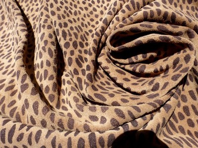 calfskin leather suede hide Cheetah Print Black on Tan Buttersoft drapey