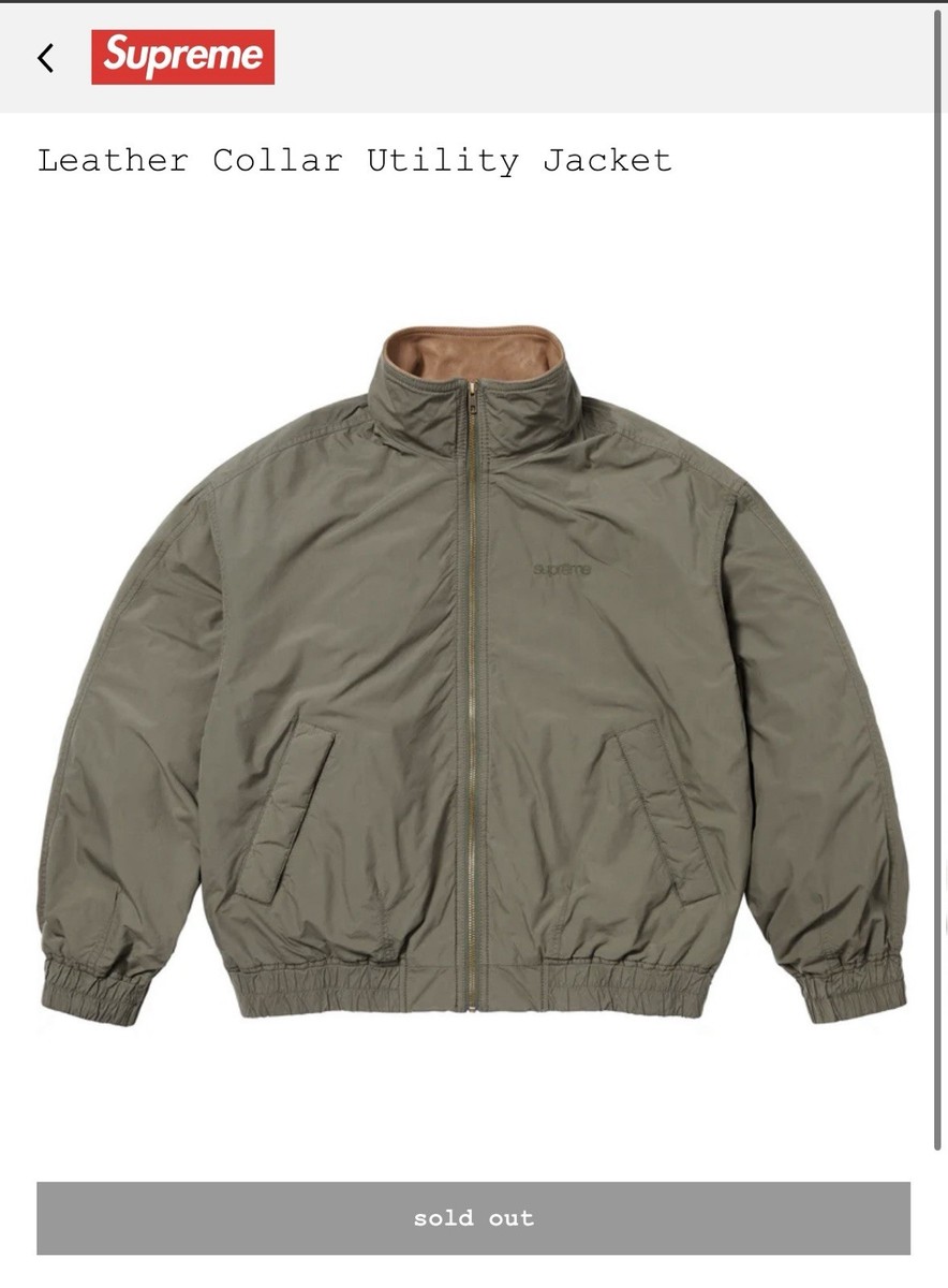 ジャケット・アウター Supreme Leather Collar Utility Jacket XL Size XL - Supreme Leather Collar Utility Jacket - Olive | eBay