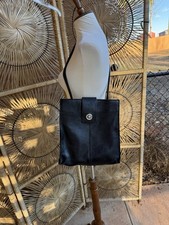 Wilson s Leather Black Leather Shoulder Bag Minimalist Small Tote Snap Closure