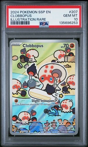 2024 POKEMON SSP EN-SURGING SPARKS ILLUSTRATION RARE #207 CLOBBOPUS PSA 10