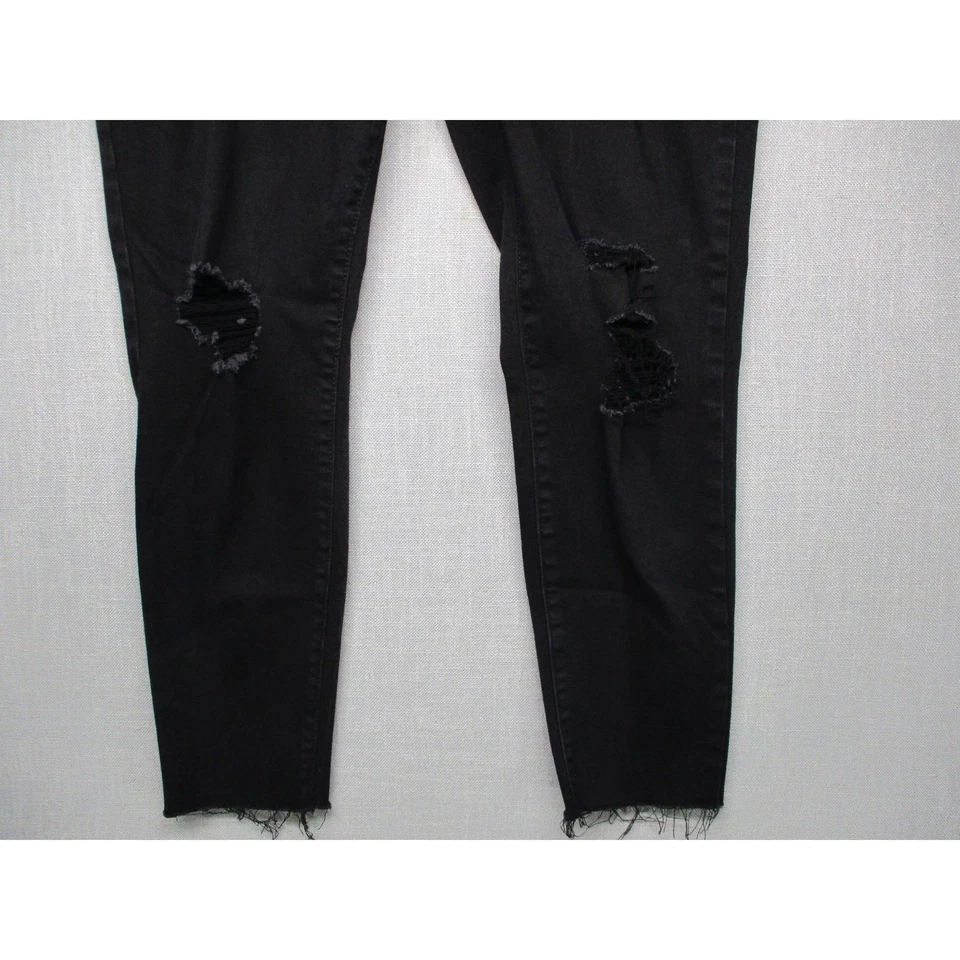 Old Navy Rockstar Black 15oz Distressed Raw Hem Jeggings Womens Size 14P - Image 3 of 4