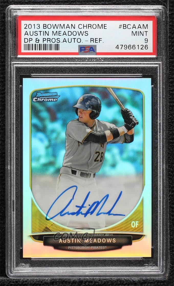 2013 Bowman Draft Chrome Prospect Refractor Austin Meadows PSA 9 MINT Auto 1b8