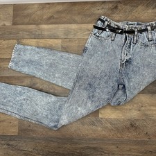 Vintage Jordache Jeans Girls/ Boys Juniors Unisex 3/4 Acid Wash High Waist 80s