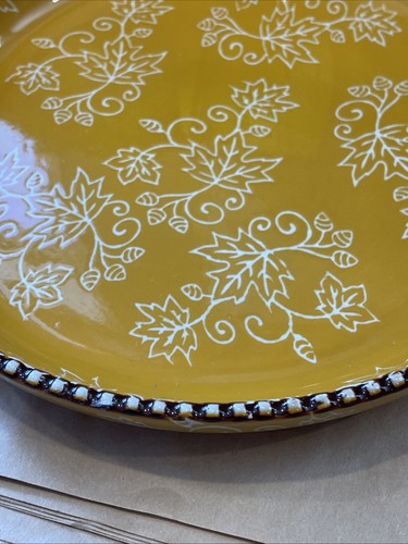 Temptations By Tara Floral Lace Chocolate Brown/yellow 8” Plate Set Of 5 - Picture 12 of 13
