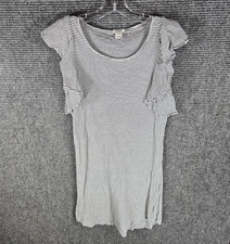 J. Crew Womens Striped Ruffle Shoulder T Shirt Dress Black White Size XS J1944