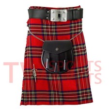 Scottish Outfit Royal Stuart Tartan Kilt Set -08 Pieces Kilt Accessories for Men