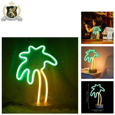 Compact Coconut Palm Tree Neon Sign - Vibrant Night Light for Children