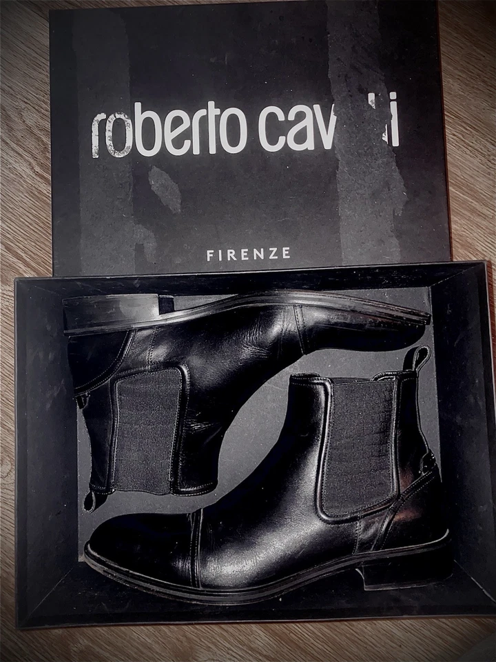BOTAS CHELSEA ROBERTO CAVALLI NEGRAS 'LUXURY NERO' CUERO (TALLA 45/12/11) -d'ITALIA Foto 2 de 4