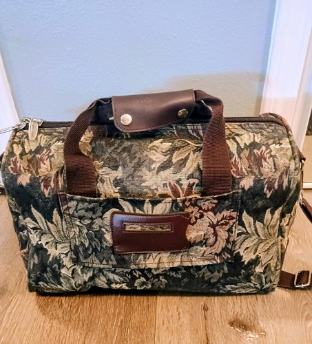 PIERRE CARDIN Travel Duffle Bag/Vintage 90s Designer Leaves Tapestry Carry On