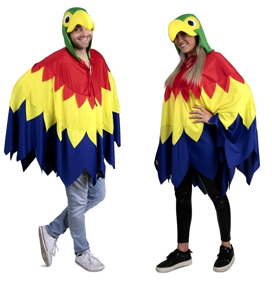 Parrot Poncho Hooded Bird Costume Carnival Fancy Dress Unisex