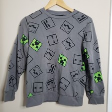 Minecraft Gray Creeper Sweater Kids Boys Size L