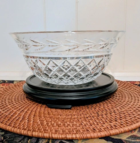 Vintage 1998 Waterford Crystal 9" Glandora Pattern Fruit Bowl - Gothic Mark